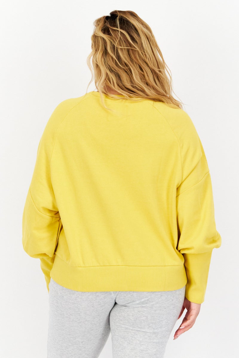 Levi's Women Crew Neck Long Sleeve Plain Sweatshirt, Yellow - Image 3