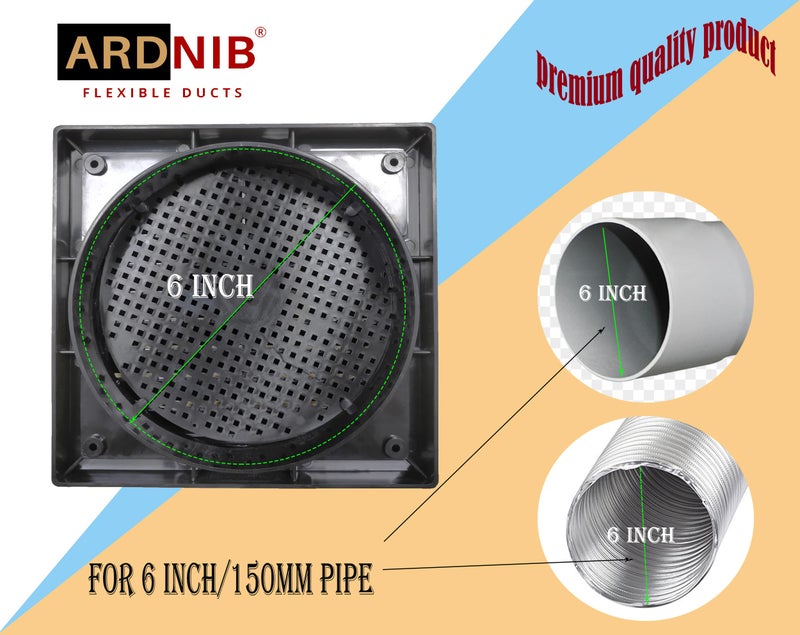 Ardnib 6 Inch Vent Cover/Ventilation Vent Cover/Chimney Pipe outer Vent Cover/Used for Anti Cockroach, Lizards, Insects, 150 mm Exhaust Fan Cap Chimney Pipe Cowl (ABS BLACK, 6 INCH) - Image 4