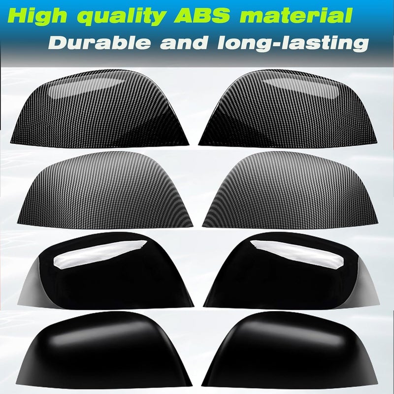XTnueotr Rearview Mirror Guard Cover for Tesla Model Y 2021-2024 - Gloss Carbon Fiber Pattern - Image 5