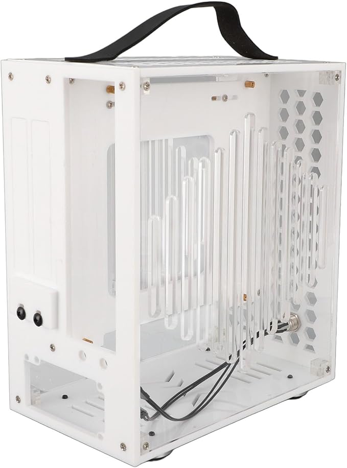 حالة كمبيوتر مكتبي محمولة بيضاء صغيرة ITX مع مقبض شفاف DIY لألواح الأم بطول 170 مم - Image 1