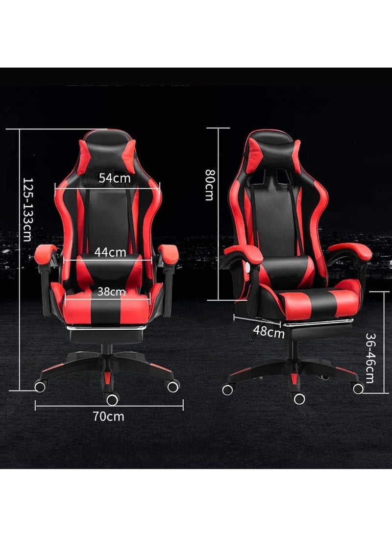Chulovs Gaming Chair, Computer Chair with Footrest and Lumbar Support, Height Adjustable Game Chair Leather Desk Chair Racing Executive Ergonomic Adjustable Swivel Task Chair and Headrest and for Office  - Image 3
