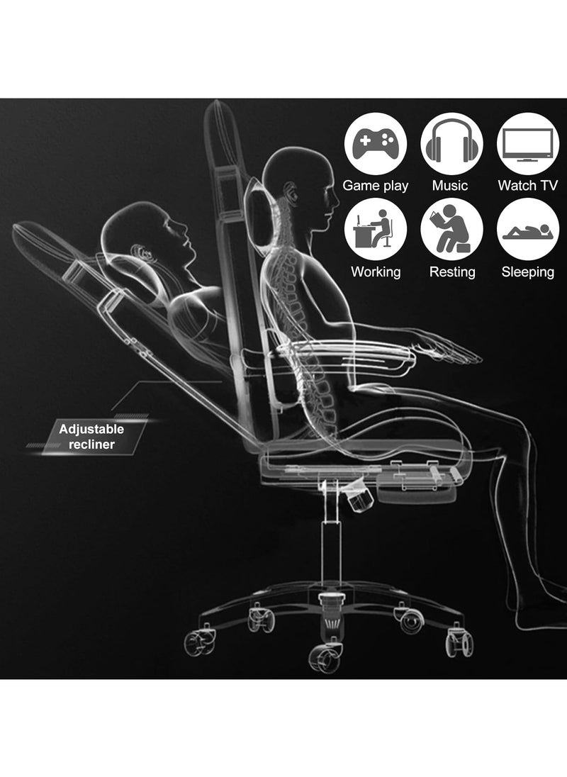 Chulovs Gaming Chair, Computer Chair with Footrest and Lumbar Support, Height Adjustable Game Chair Leather Desk Chair Racing Executive Ergonomic Adjustable Swivel Task Chair and Headrest and for Office  - Image 4