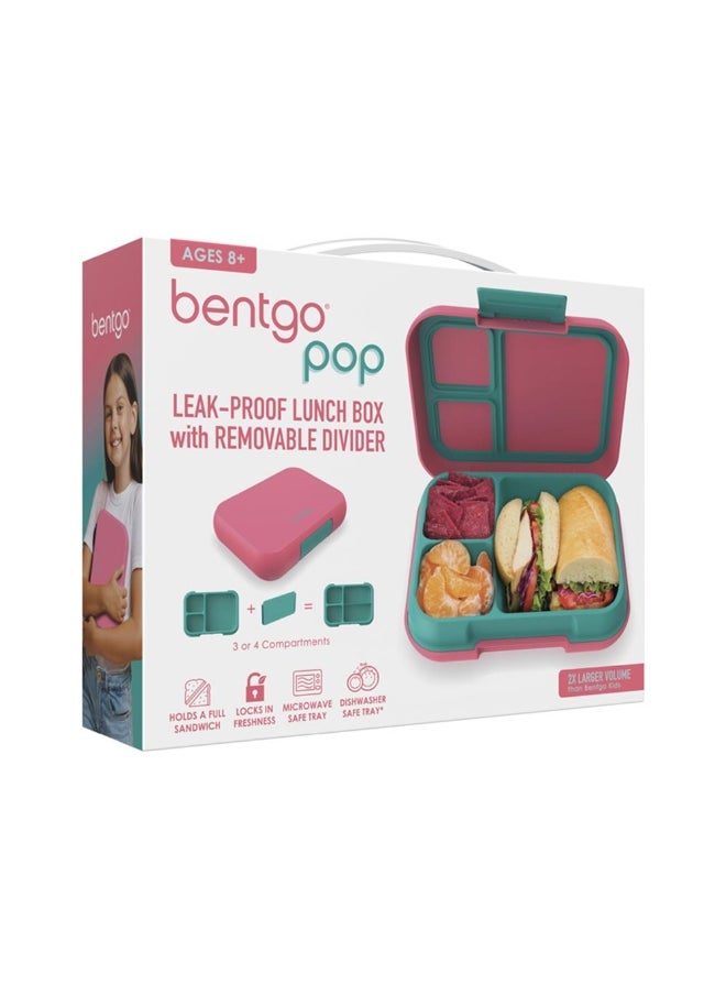 Bentgo صندوق غداء بأقسام 3 لون مرجاني ساطع/أخضر مزرق  - Image 3