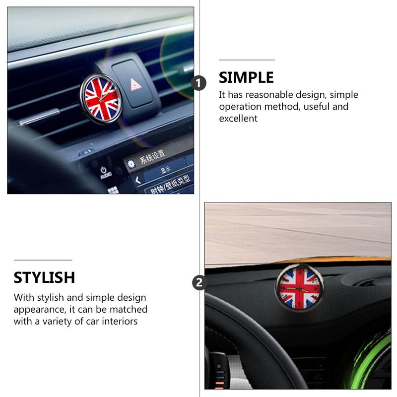1 Set Car Interior Union Jack Clock Stainless Clock Decoration - Image 5