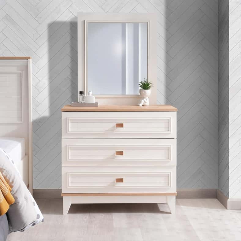 Pan Home SEDIR KIDS DRESSER 3 DRAWERS WITH MIRROR - CREAM - Image 2