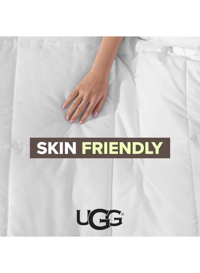 UGG لحاف توأم مريح، إدخال دوفية، خفيف الوزن، بديل للداون، قابل للغسل في الغسالة، لحاف محشو رقيق مع علامات زاوية لأساسيات السكن الجامعي، توأم، أبيض ساطع (دانييل) - Image 5