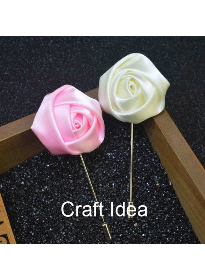 YYCRAFT Pack Of 20 Satin Rose 2" Craft Wedding Bride Bouquet Rose Ribbon Flowerwhite - Image 4