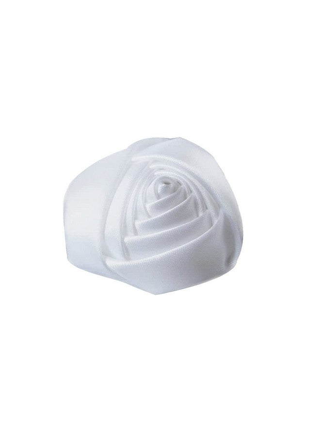 YYCRAFT Pack Of 20 Satin Rose 2" Craft Wedding Bride Bouquet Rose Ribbon Flowerwhite - Image 1