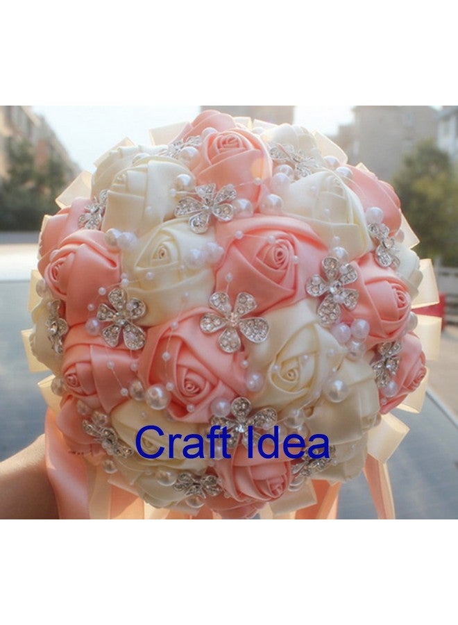 YYCRAFT Pack Of 20 Satin Rose 2" Craft Wedding Bride Bouquet Rose Ribbon Flowerwhite - Image 5