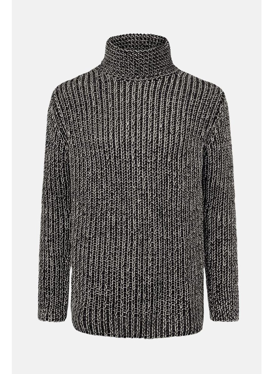 Tchibo Men Turtle Neck Long Sleeve Knitted Jumper, Black Combo  - Image 3