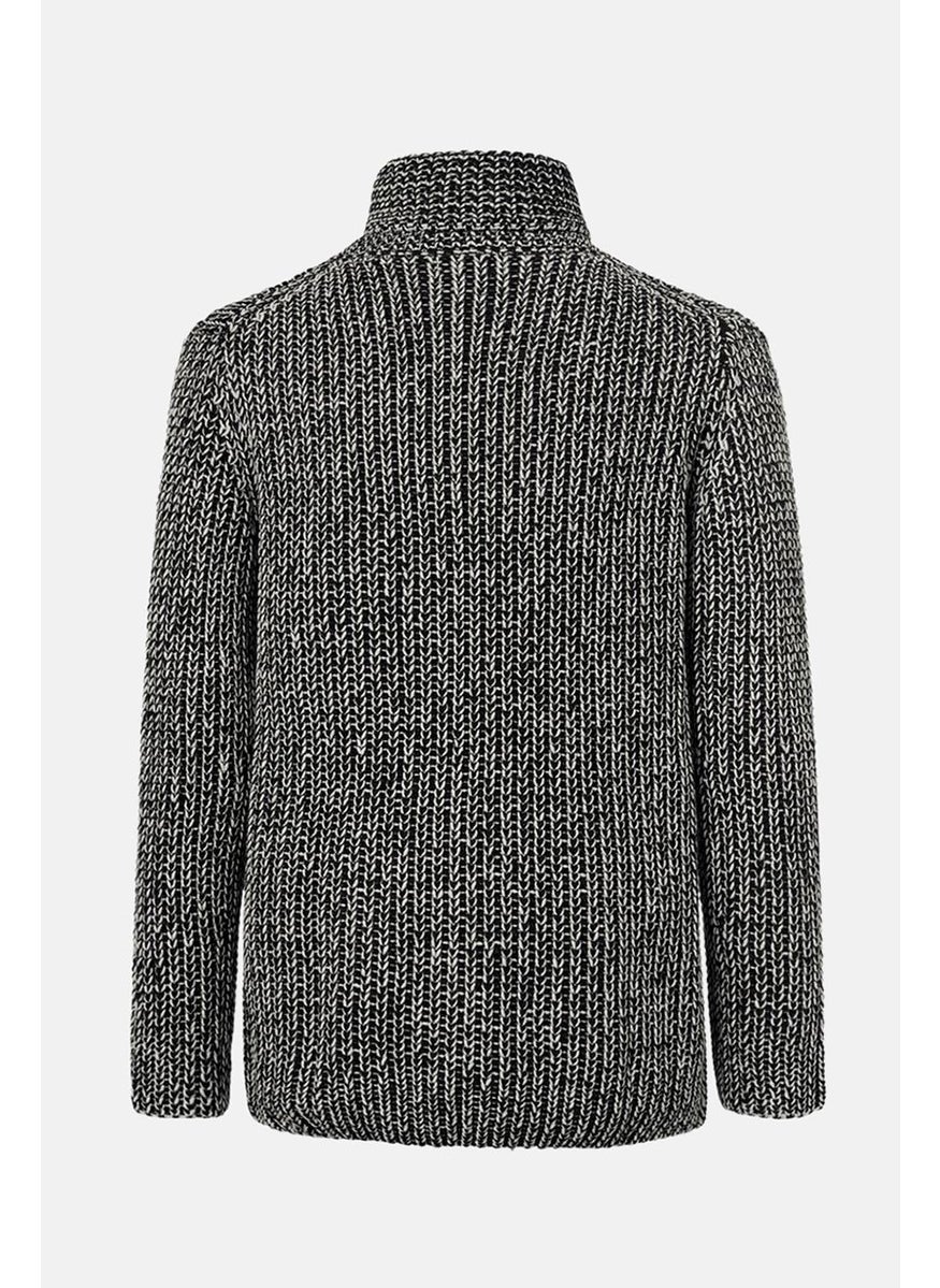 Tchibo Men Turtle Neck Long Sleeve Knitted Jumper, Black Combo  - Image 2