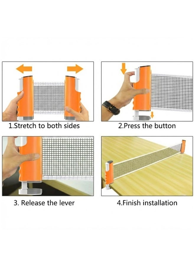 Arabest Ping Pong Paddle Set of 2, Table Tennis Kit with 6‑Pack Ping Pong Balls, Portable Desktop Family Game Set for Indoor & Outdoor Play, Recreation Game Accessories for Kids Adults, Amber Orange - Image 5