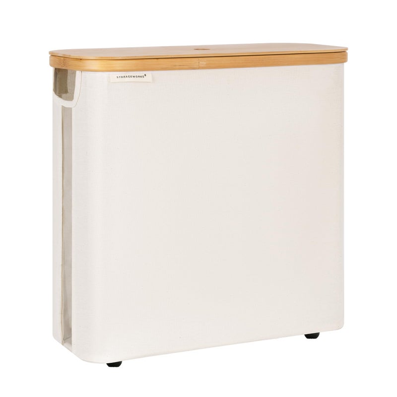 StorageWorks Large Toilet Paper Storage with Bamboo Lid, Toilet Paper Holder Basket for Up to 12 Mega or 16 Regular Size Rolls, Paper Storage Baskets for Bathroom, Beige, 1 Pack - Image 1