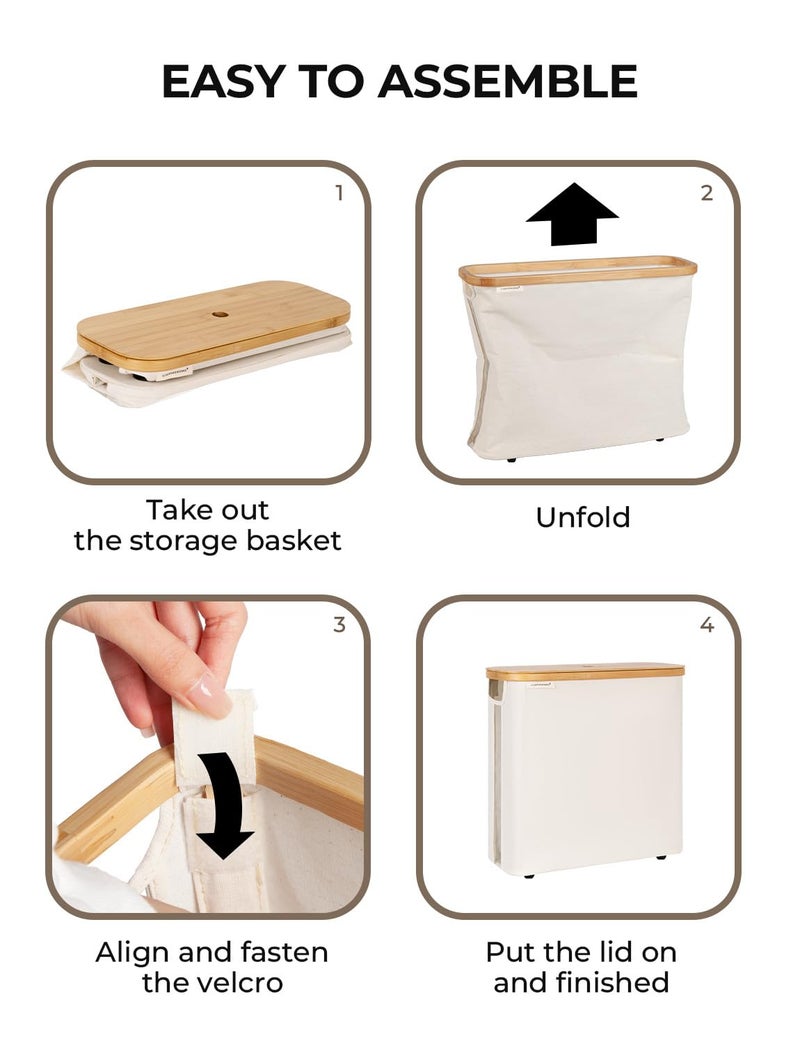 StorageWorks Large Toilet Paper Storage with Bamboo Lid, Toilet Paper Holder Basket for Up to 12 Mega or 16 Regular Size Rolls, Paper Storage Baskets for Bathroom, Beige, 1 Pack - Image 5