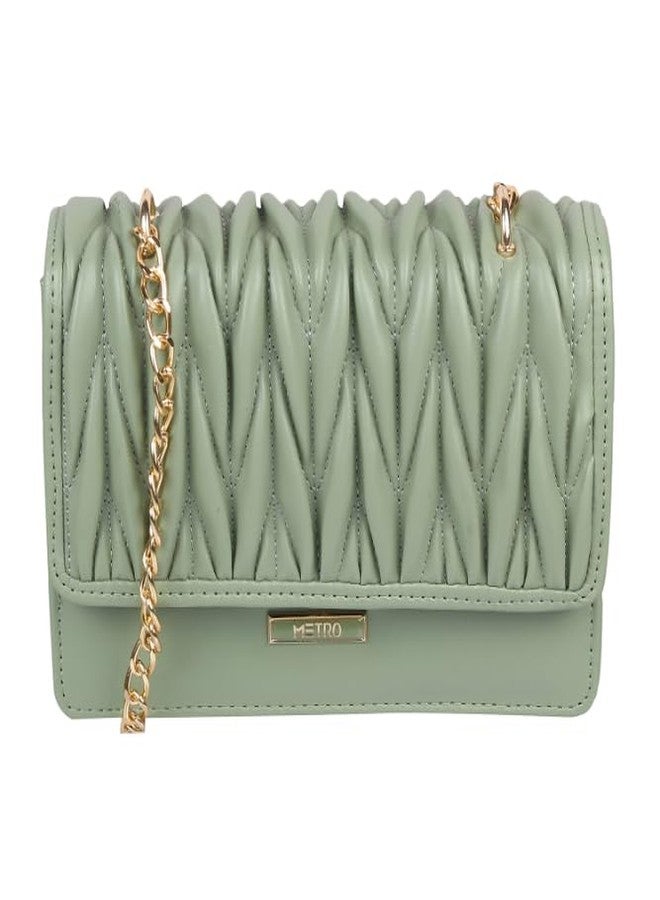Metro Women Green Flap Over Sling (66-22) - Image 2