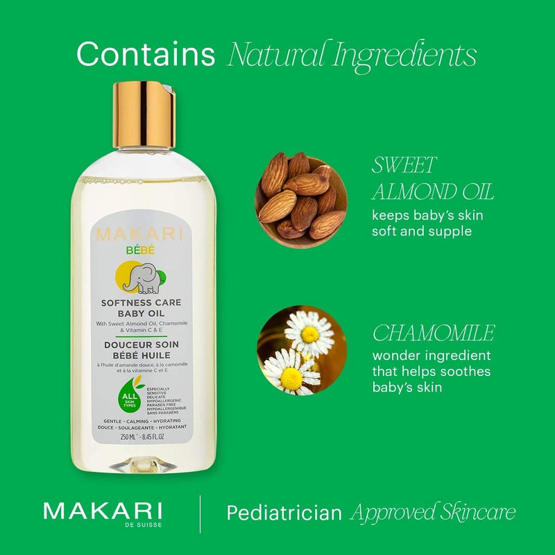 Makari Softness Care Baby Oil with Sweet Almond Chamomile  Vitamins C  E Hypoallergenic  ParabenFree Ideal for All Skin Types Formulated for Sensitive and Delicate Newborn Skin - Image 2