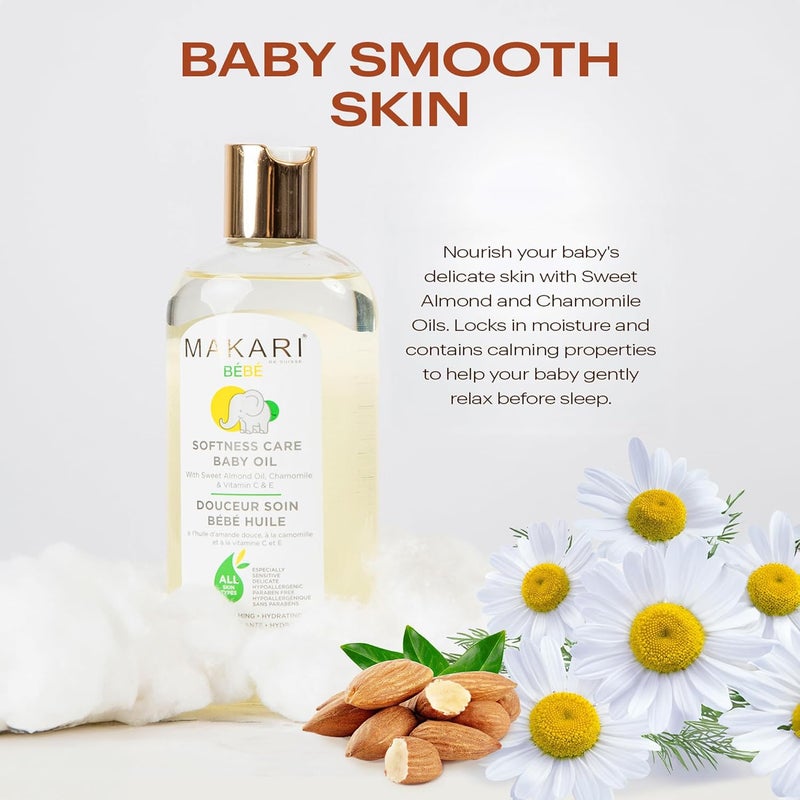 Makari Softness Care Baby Oil with Sweet Almond Chamomile  Vitamins C  E Hypoallergenic  ParabenFree Ideal for All Skin Types Formulated for Sensitive and Delicate Newborn Skin - Image 5