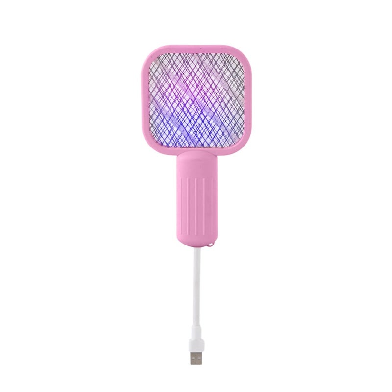 Mosquito Mini Killer Lamp & Fly Swatter – 2-in-1 USB RechargeablePortable Electric Bug Zapper Racket with Adjustable Angle – Indoor/Outdoor Insect Trap for Flies, Gnats, and Mosquitoes (Pink) - Image 1