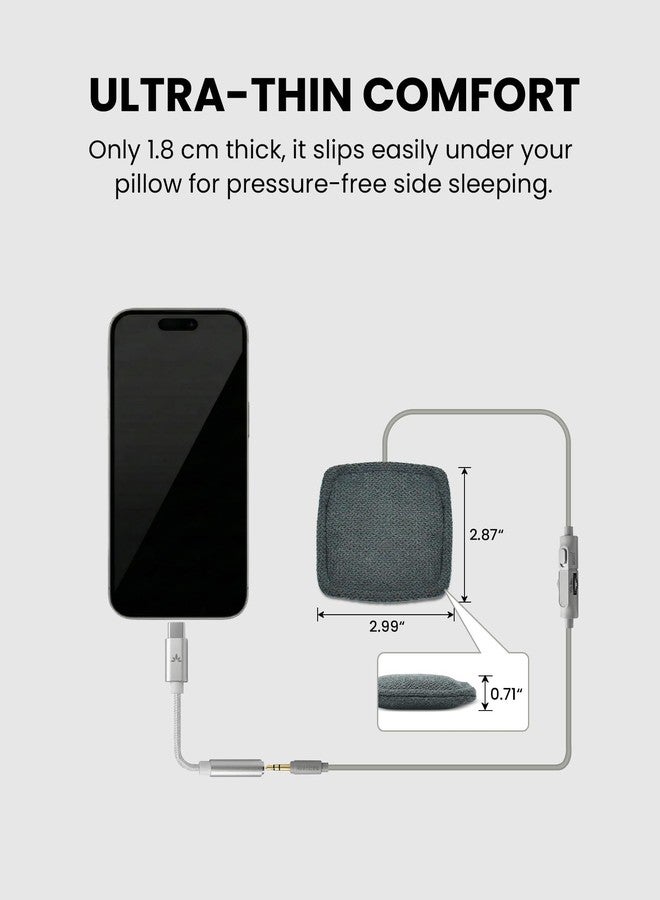 Avantree Slumber Mini – Ultra-Thin Wired Pillow Speaker for Sleeping, Soft Bedtime Audio, No Charging Needed, in-Line Volume Control, USB-C & AUX, Sleeping Headphones for Podcasts & Audiobooks - Image 3