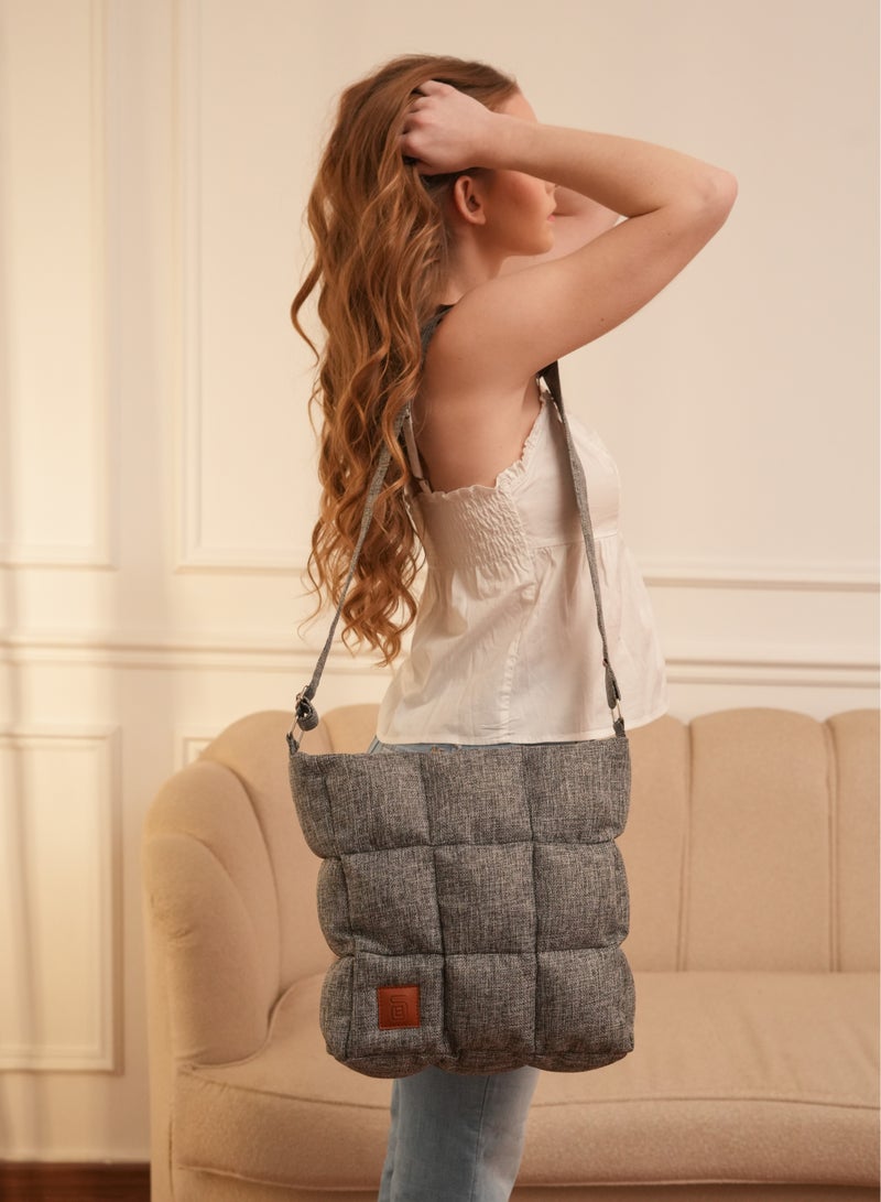 B.S COLLECTION Elegant and Practical BS Crossbody Bag with a Modern Design in Gray. - Image 2