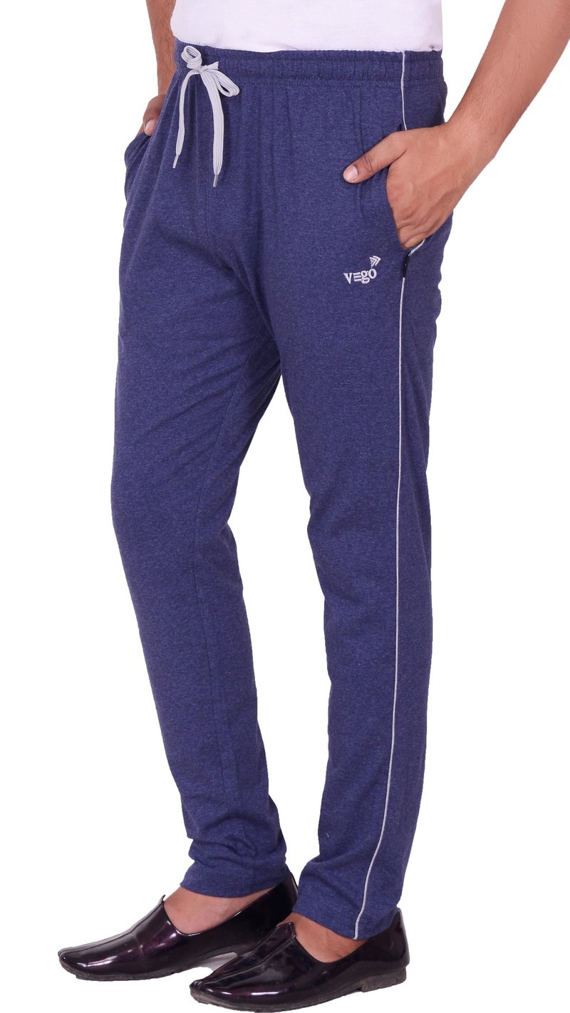 VEGO Men's Regular Cotton Blended Blue Plus Size Lower/Track Pants - Image 3