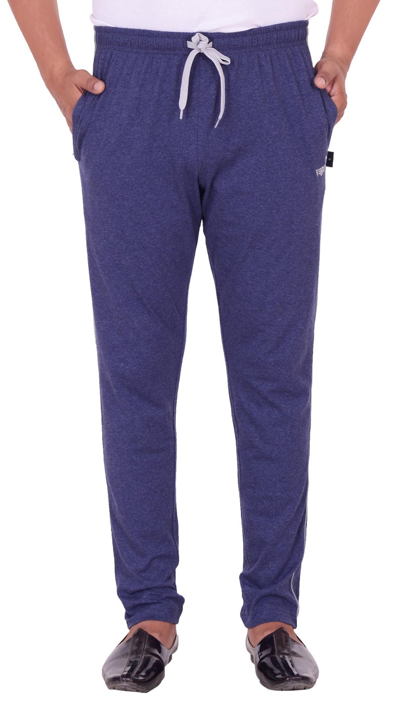 VEGO Men's Regular Cotton Blended Blue Plus Size Lower/Track Pants - Image 1
