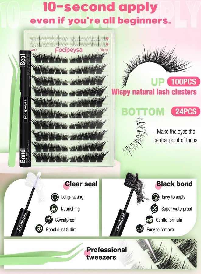 Focipeysa Fox Eye Lash Clusters Wispy Clusters Lashes Kit Fox Lash Extensions LC-curve Cluster Eyelashes 10-18mm Eyelashes Extensions Kit Left&Right DIY Lash Extensions with Lash Bond and Seal Lash Tweezers - Image 4