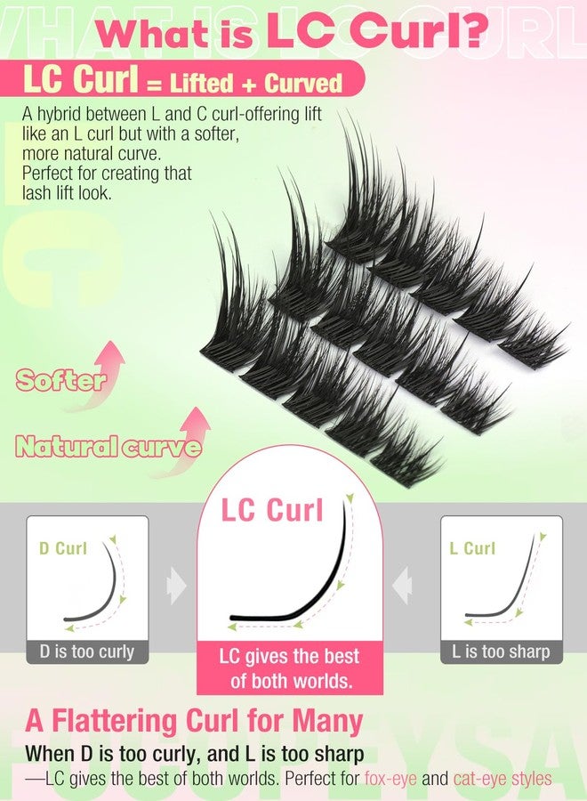 Focipeysa Fox Eye Lash Clusters Wispy Clusters Lashes Kit Fox Lash Extensions LC-curve Cluster Eyelashes 10-18mm Eyelashes Extensions Kit Left&Right DIY Lash Extensions with Lash Bond and Seal Lash Tweezers - Image 3