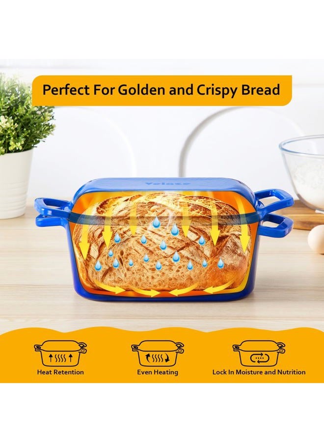 Velaze 3.6QT Dutch Oven for Bread Baking,Oval Cast Iron Enameled Bread Oven Pan with Lid and Offset Handles,Oven Safe to 500°F for Homemade Sourdough Bread(Blue) - Image 3