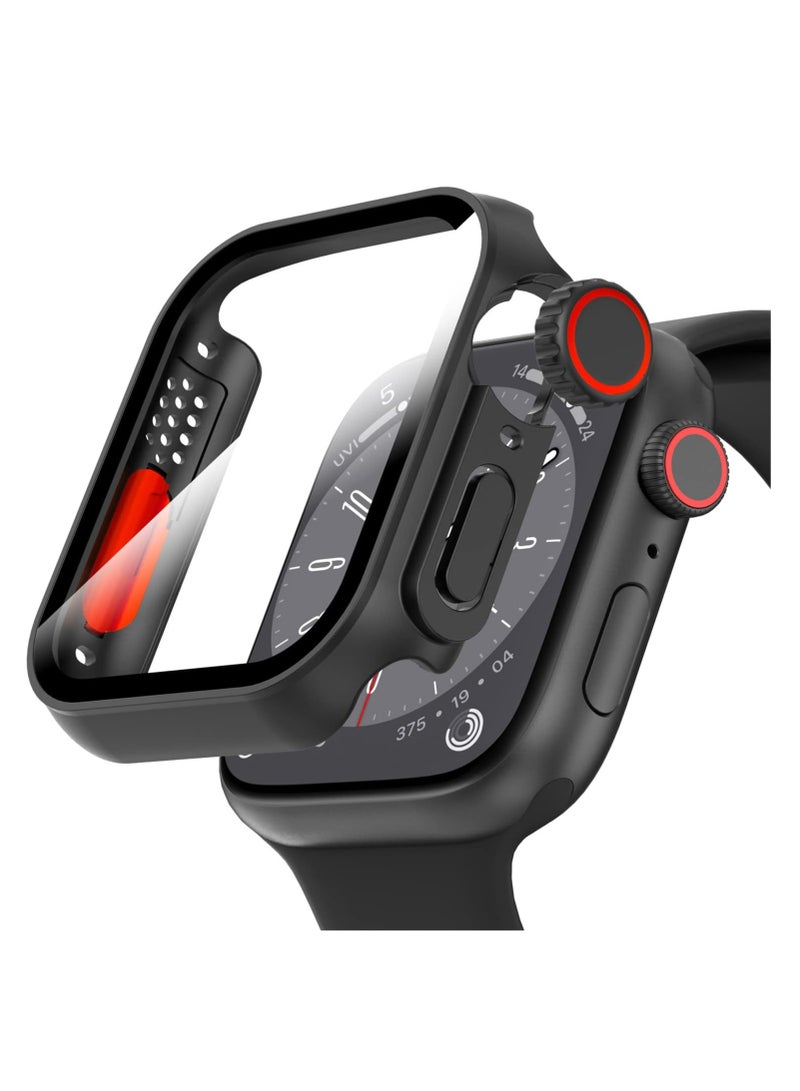 Cover for Apple Watch 45mm Screen Protector Case, [ Looks Like Ultra Protector Case ] Tempered Glass Unique Design Case Cover for iWatch Series 7/8/9 Series SE 2 45mm (Black for iWatch 45mm)
