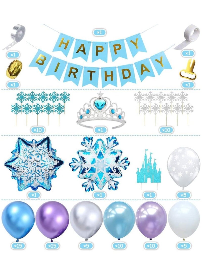 Frozen Birthday Party Supplies – Frozen Birthday Decorations – Frozen Party Decorations – Frozen Balloons Banner Cake Topper Princess Tiara - Frozen Theme Birthday Decorations - Image 2