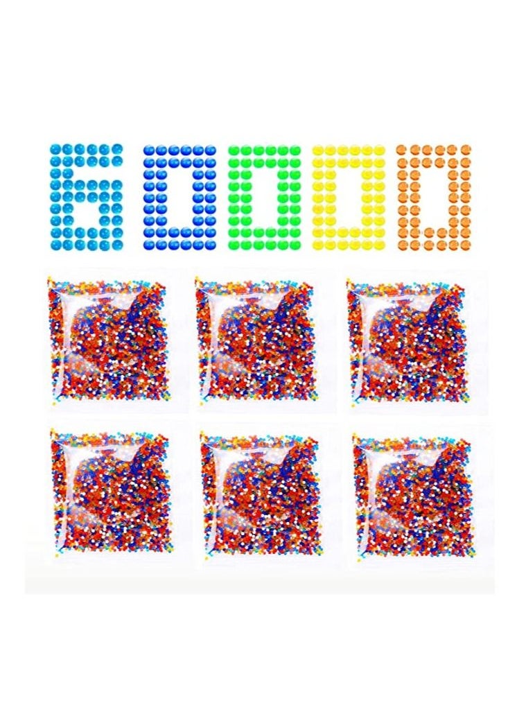 DUSALA - Gel Ball Blaster Refill Ammo Water Bullets Beads 6 Pack–60,000 Rounds Per Pack – Compatible with Gel Blasters Ammo Splatter Ball Gun - Image 1