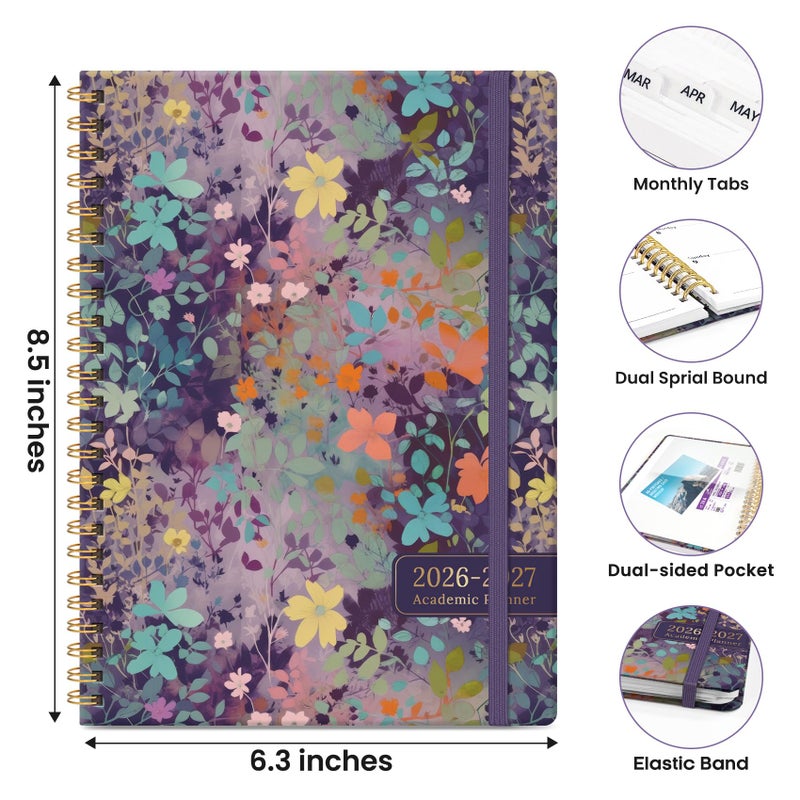 ZOTIA 2026 Planner, Weekly and Monthly Planner for Women, January 2026 - December 2026, Hardcover 2026 Calendar Planner Book with Tabs, Inner Pocket, Spiral Bound, Perfect for Office Home School Supplies - A5 (6.3" x 8.5"), Lavendar Floral - Image 4