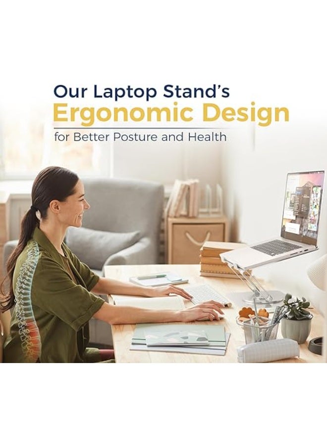 حامل لابتوب قابل للتعديل مع قاعدة دوارة 360 درجة لأجهزة حتى 17 بوصة، تصميم مريح وقابل للطي، قاعدة ثابتة للعمل والدراسة والاستخدام اليومي - Image 3