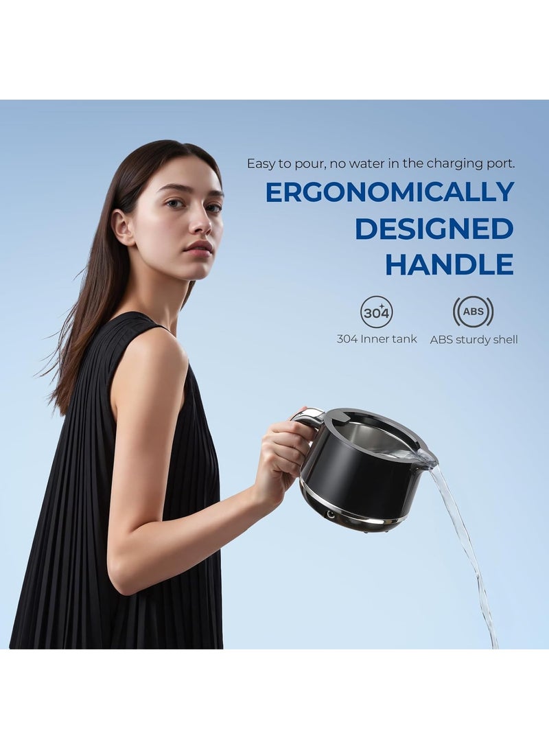 ريبوتون جهاز تنظيف المثبتات بالموجات فوق الصوتية - منظف مجوهرات بالموجات فوق الصوتية 45 كيلو هرتز - جراب تنظيف واقي الفم وأطقم الأسنان سعة 200 مل - 5 أوضاع مع مؤقت رقمي - تصميم زجاجة مياه متطور، أسود لامع - Image 3