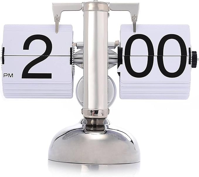 RETRO STYLE CLASSIC METAL MECHANICAL DISPLAY BATTERY POWERED FLIP DESK SHELF CLOCK INTERNAL GEAR OPERATED FLIP DOWN CLOCK FOR HOME OFFICE