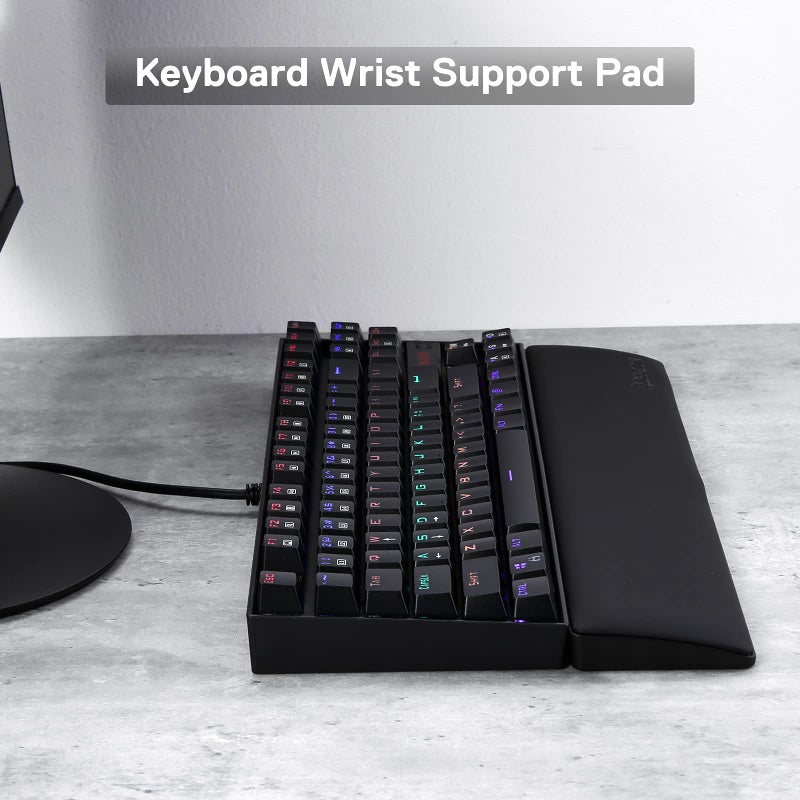 Redragon P036 Meteor M Computer Keyboard Wrist Rest Pad, Ergonomic Soft Memory Foam Wrist Support w/Anti-Slip Rubber Base, 80% 87 Keys TKL Size 14.13 x 2.87 in, 0.78 inch (20mm) Height, Black - Image 2