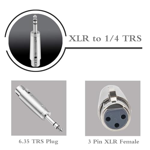 KEBILSHOP XLR Female to 1/4 Inch 6.35mm TRS Adapter (1 pcs) - Female XRL to 1/4 Inch Stereo Male Balanced Audio Connector - Image 4