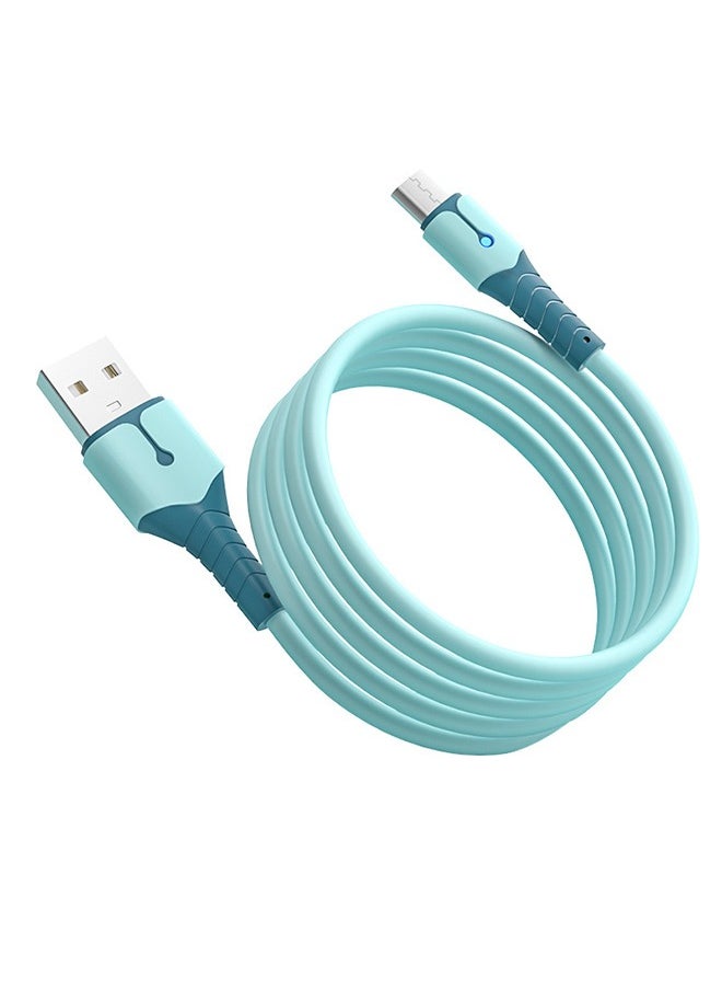 Generic - 3 in 1 USB Super Fast Charging Cable 1M/5A, Soft Silicone Type-C Lightning Port Universal Charger Cable with indicator light, Compatible with Laptop/Tablet/Phone (Blue) - Image 1
