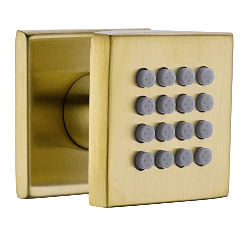 orhemus 4 pcs Brass Square Body Spray Shower Jets High Pressure Adjustable Massage Spa Side Sprayer In Wall Shower Set, Brushed Gold Brass Finish - Image 2
