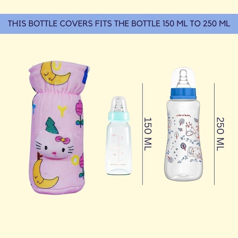 KIDS BASIC Soft & Durable Baby Feeding Bottle Cover with Easy to Hold Strap, Insulated Baby Milk Bottle Sleeve, Ideal for Travel & Daily Use, Baby Pink & Yellow, Pack of 2 - Image 3