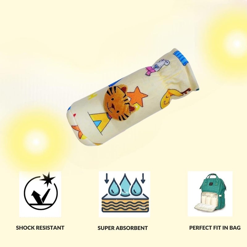 KIDS BASIC Soft & Durable Baby Feeding Bottle Cover with Easy to Hold Strap, Insulated Baby Milk Bottle Sleeve, Ideal for Travel & Daily Use, Baby Pink & Yellow, Pack of 2 - Image 5
