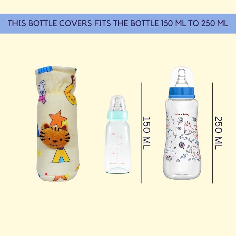 KIDS BASIC Soft & Durable Baby Feeding Bottle Cover with Easy to Hold Strap, Insulated Baby Milk Bottle Sleeve, Ideal for Travel & Daily Use, Baby Pink & Yellow, Pack of 2 - Image 2