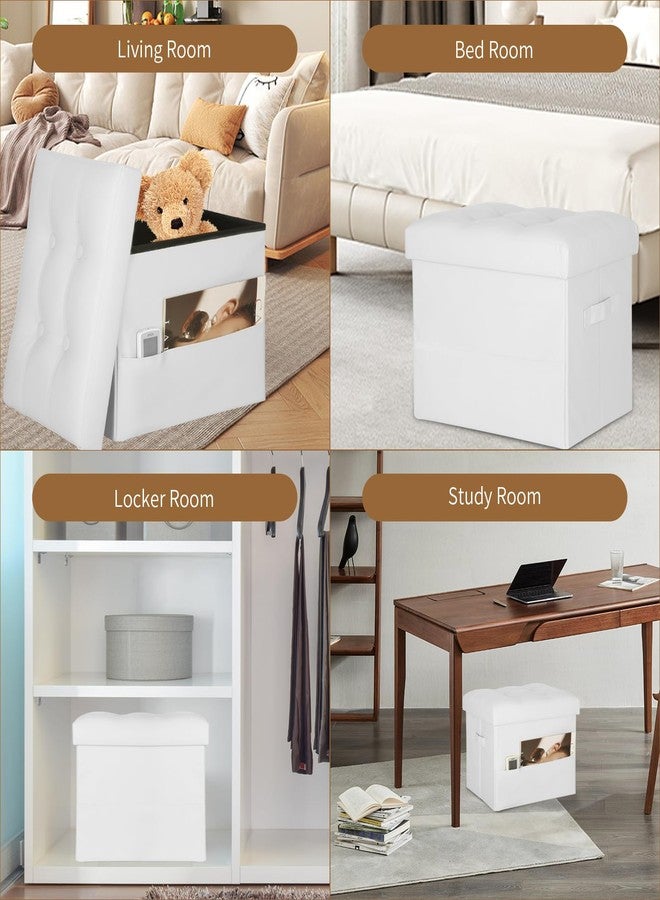BelugaHelper Ottoman with Storage. Leather Foldable Ottomans with Thick Foam Padded Seat - Image 3