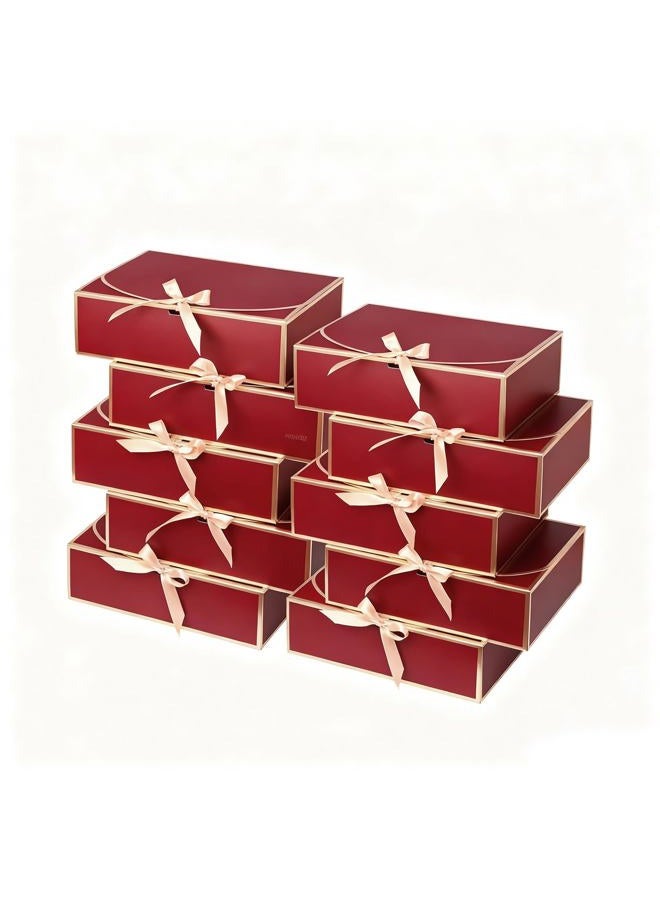 WLUSEAXI 10Pack Gift Boxes Gold-Rimmed Design(12×9.8×3.1inch) (Red) - Image 1
