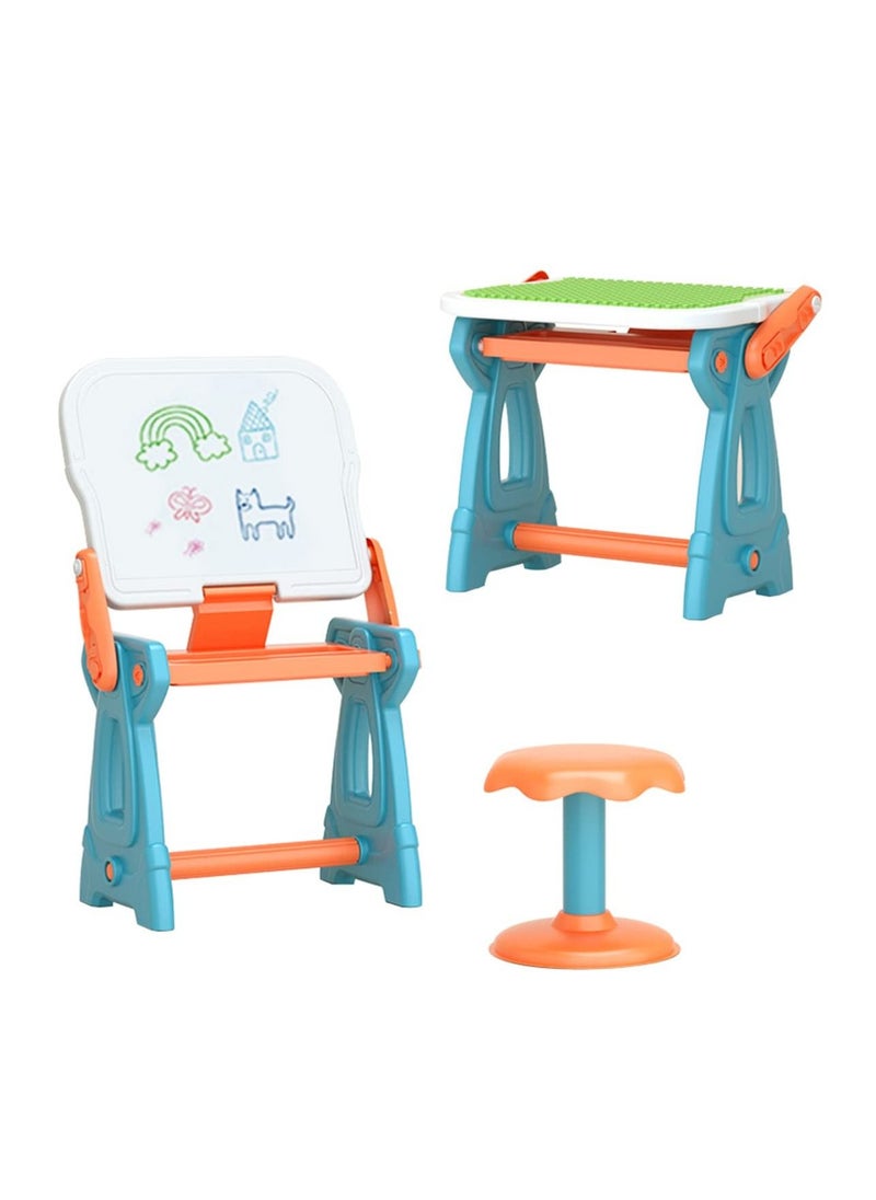 Arabest - Kids Activity Table And Chairs Set,Children's Learning Table and Chairs with Building Blocks Drawing Board and Erasable Magnetic Graffiti Board,360° Smooth Design Without Edges And Corners - Image 1
