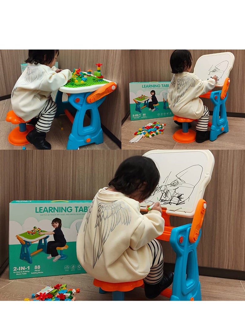 Arabest - Kids Activity Table And Chairs Set,Children's Learning Table and Chairs with Building Blocks Drawing Board and Erasable Magnetic Graffiti Board,360° Smooth Design Without Edges And Corners - Image 1