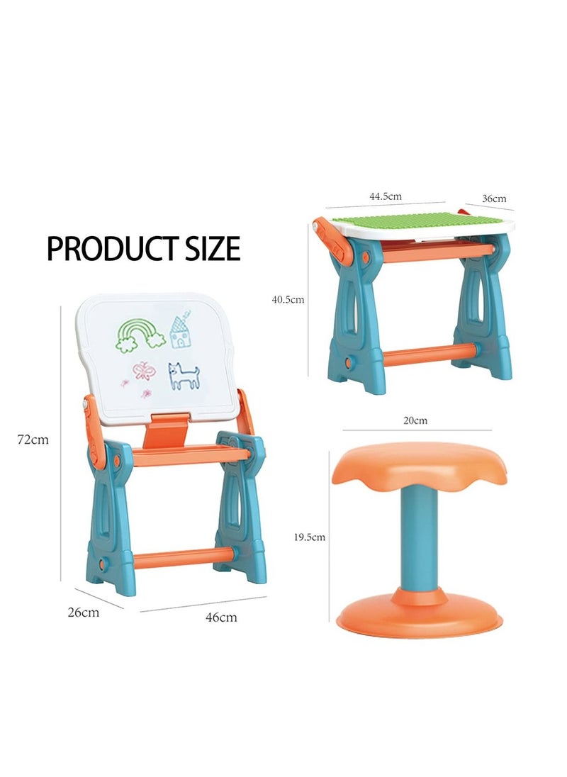 Arabest - Kids Activity Table And Chairs Set,Children's Learning Table and Chairs with Building Blocks Drawing Board and Erasable Magnetic Graffiti Board,360° Smooth Design Without Edges And Corners - Image 1