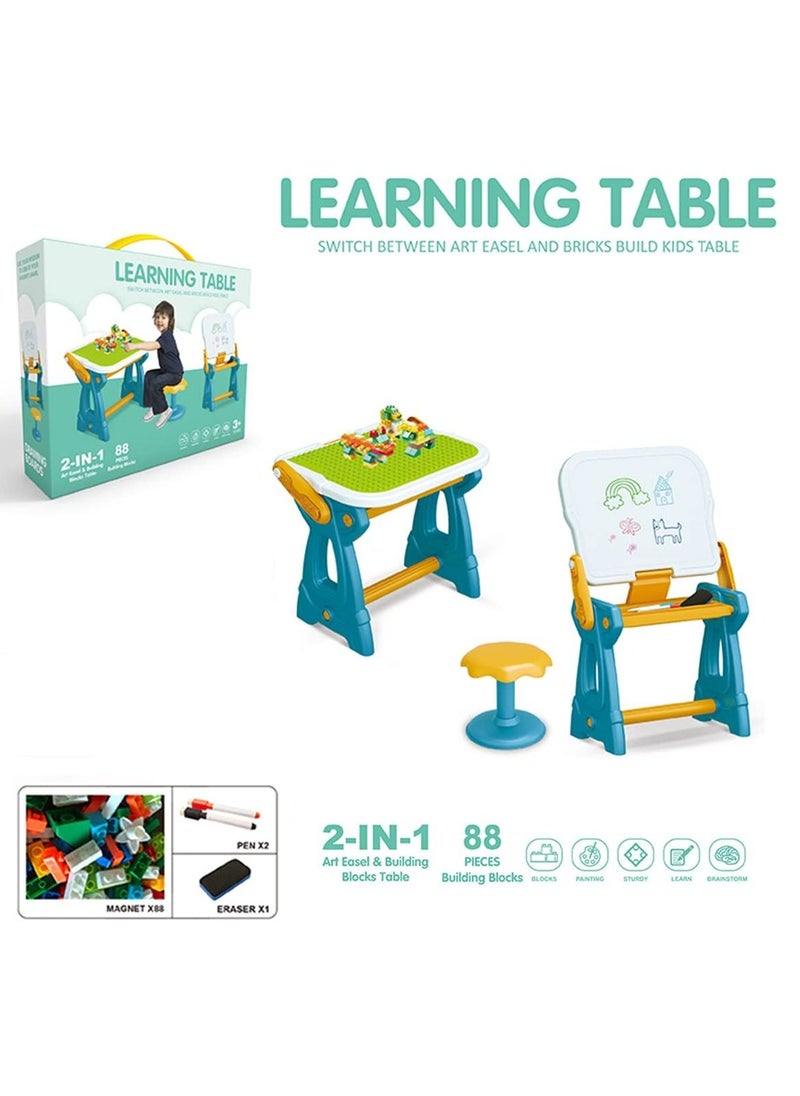Arabest - Kids Activity Table And Chairs Set,Children's Learning Table and Chairs with Building Blocks Drawing Board and Erasable Magnetic Graffiti Board,360° Smooth Design Without Edges And Corners - Image 1