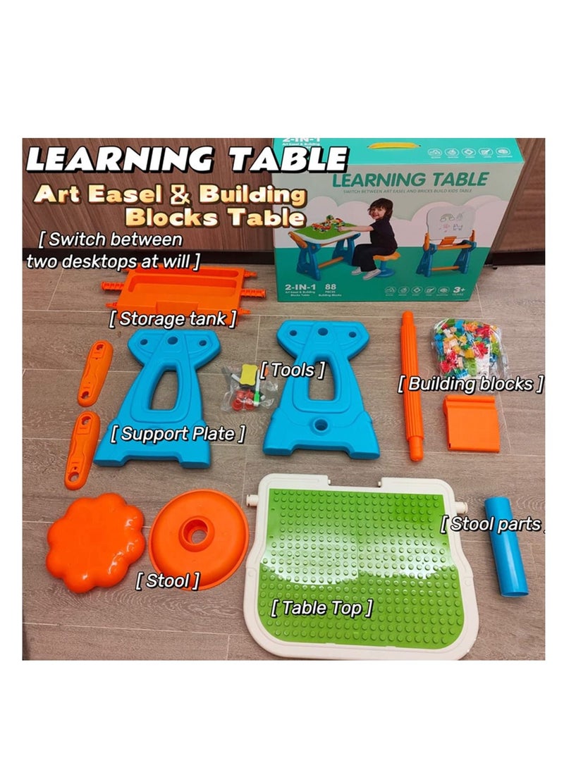 Arabest - Kids Activity Table And Chairs Set,Children's Learning Table and Chairs with Building Blocks Drawing Board and Erasable Magnetic Graffiti Board,360° Smooth Design Without Edges And Corners - Image 1